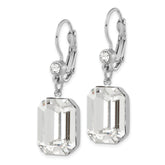 1928 Jewelry Silver-tone Clear Emerald Cut Crystals Dangle Leverback Earrings